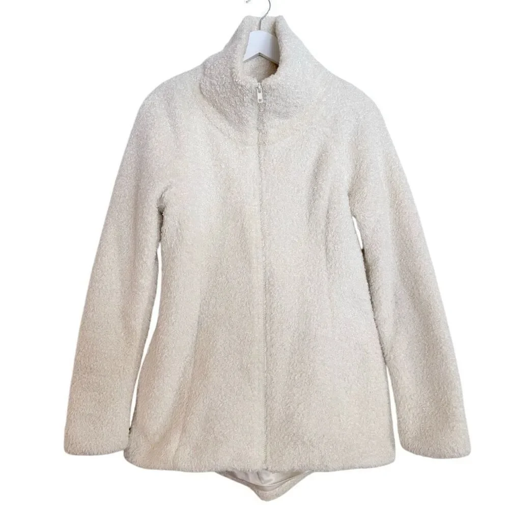 Dudley Stephens ivory Sherpa high pile high neck jacket size M